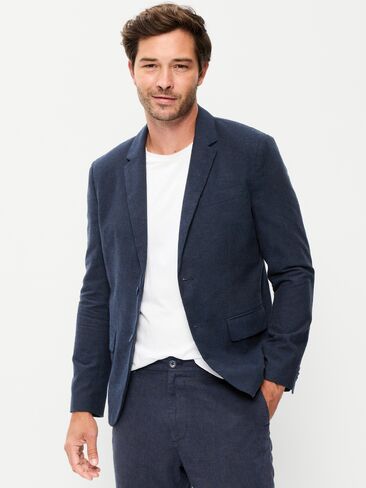 Old Navy Relaxed Unlined Linen-Blend Blazer - Moire Navy in Saudi Arabia