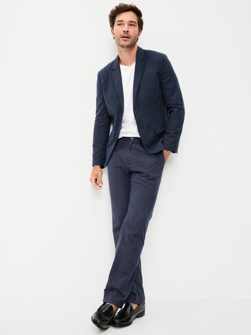 Old Navy Relaxed Unlined Linen-Blend Blazer - Moire Navy in Saudi Arabia