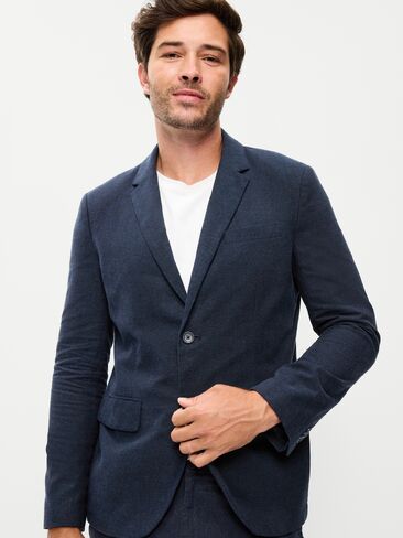 Old Navy Relaxed Unlined Linen-Blend Blazer - Moire Navy in Saudi Arabia