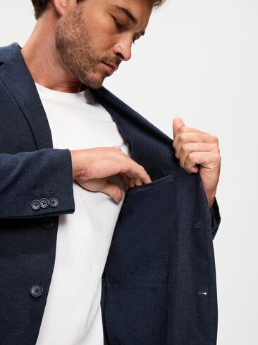 Old Navy Relaxed Unlined Linen-Blend Blazer - Moire Navy in Saudi Arabia