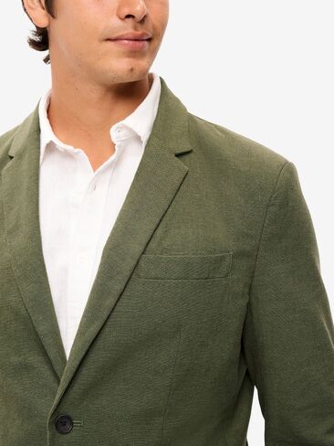 Old Navy Relaxed Unlined Linen-Blend Blazer - Matcha Green in Saudi Arabia