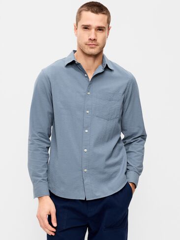 قميص Old Navy بأكمام طويلة وجيب من القطن القطني - MOONLIGHT OCEAN in Saudi Arabia