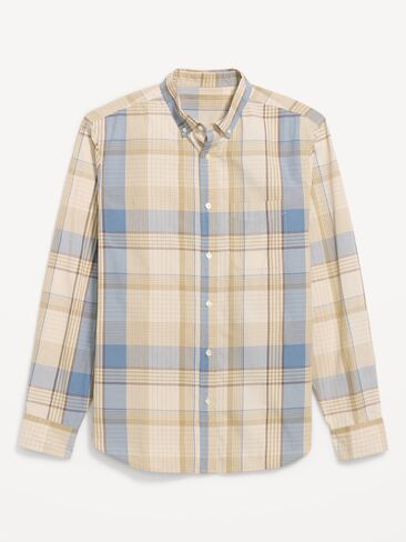 قميص منقوش من قماش البوبلين ذو قصة كلاسيكية من Old Navy - لون أزرق متوسط in Saudi Arabia
