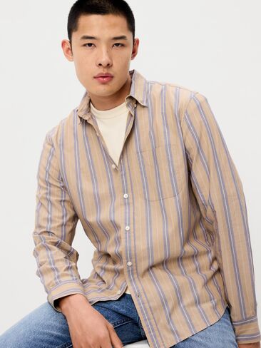 Old Navy Classic Fit Everyday Striped Poplin Shirt - Light Purple Stripe in Saudi Arabia