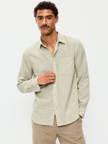 قميص من مزيج الكتان ذو قصة كلاسيكية من Old Navy - عشب البحر الباهت in Saudi Arabia