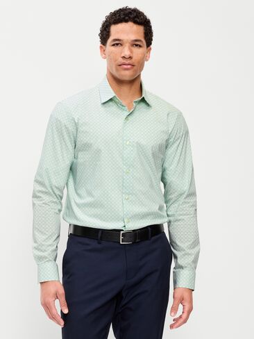 Old Navy Slim Fit Pro Signature Performance Dress Shirt - Green Geometric in Saudi Arabia