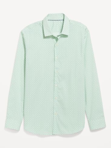 Old Navy Slim Fit Pro Signature Performance Dress Shirt - Green Geometric in Saudi Arabia