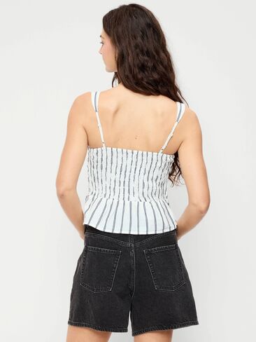 Old Navy Smocked Peplum Tank Top - White Stripe in Saudi Arabia