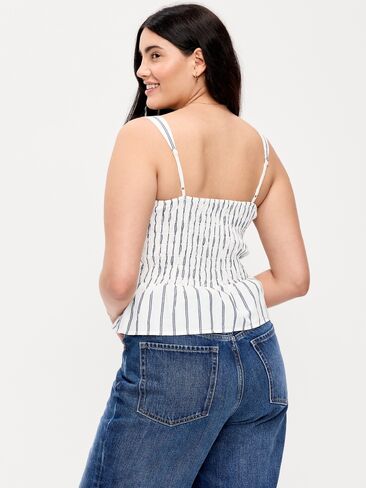 Old Navy Smocked Peplum Tank Top - White Stripe in Saudi Arabia