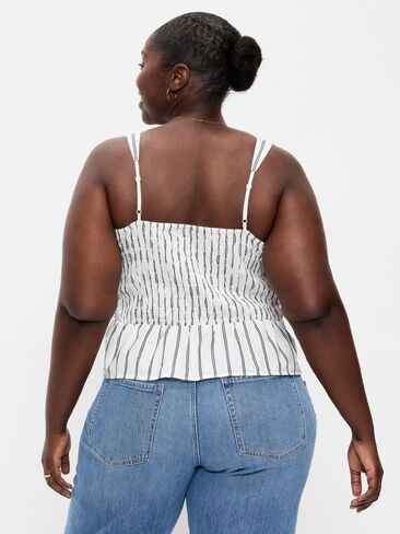 Old Navy Smocked Peplum Tank Top - White Stripe in Saudi Arabia