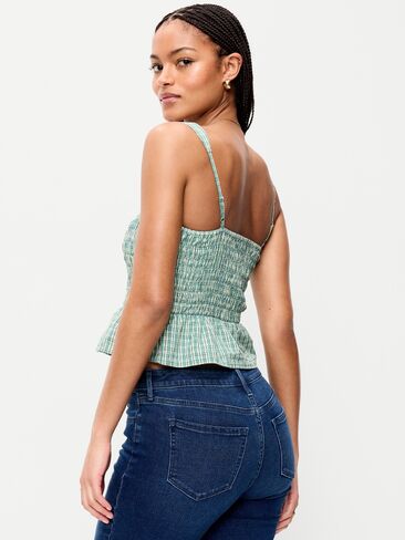Old Navy Smocked Peplum Tank Top - Green Gingham in Saudi Arabia