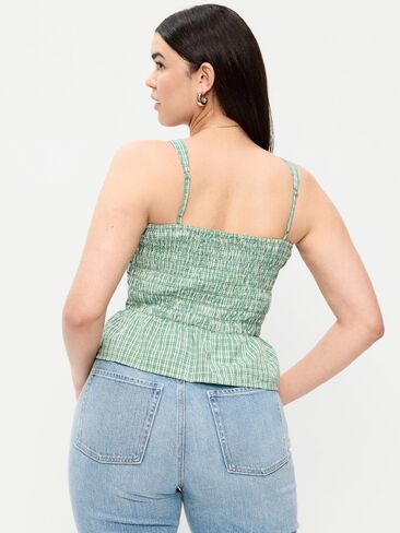 Old Navy Smocked Peplum Tank Top - Green Gingham in Saudi Arabia