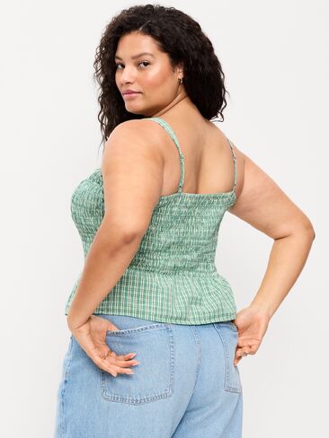 Old Navy Smocked Peplum Tank Top - Green Gingham in Saudi Arabia