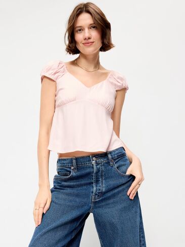 Old Navy Fitted Cap-Sleeve Top - PASTEL PINK in Saudi Arabia