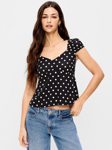 Old Navy Fitted Cap-Sleeve Top - Polka Dot in Saudi Arabia