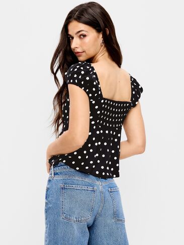 Old Navy Fitted Cap-Sleeve Top - Polka Dot in Saudi Arabia