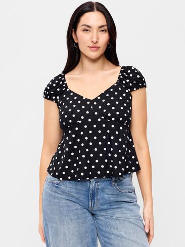 Old Navy Fitted Cap-Sleeve Top - Polka Dot in Saudi Arabia