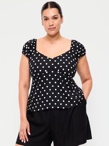 Old Navy Fitted Cap-Sleeve Top - Polka Dot in Saudi Arabia