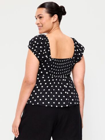 Old Navy Fitted Cap-Sleeve Top - Polka Dot in Saudi Arabia