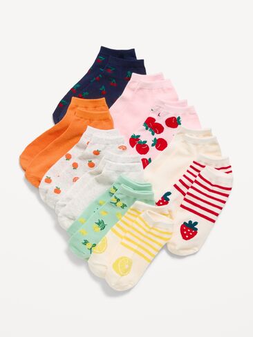 Old Navy Ankle Socks 10-Pack for Girls - Fruit Smoothie Pink in Saudi Arabia