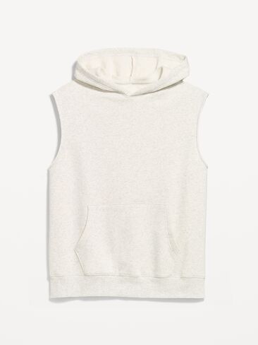 Old Navy Sleeveless Washed Fleece Muscle Hoodie - Light Gray Heather in Saudi Arabia