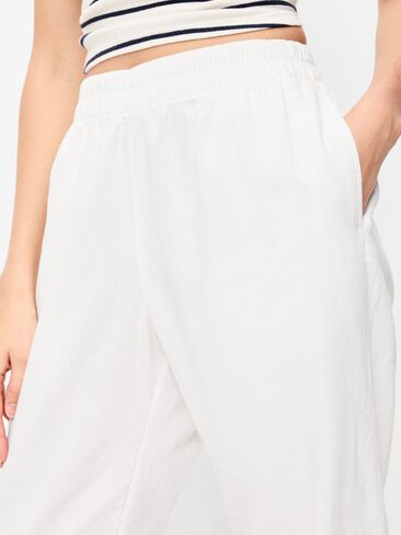Old Navy High-Waisted Linen-Blend Straight Ankle Pants - White Lilies in Saudi Arabia