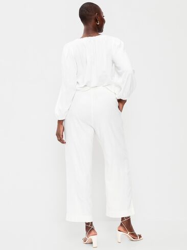 Old Navy High-Waisted Linen-Blend Straight Ankle Pants - White Lilies in Saudi Arabia