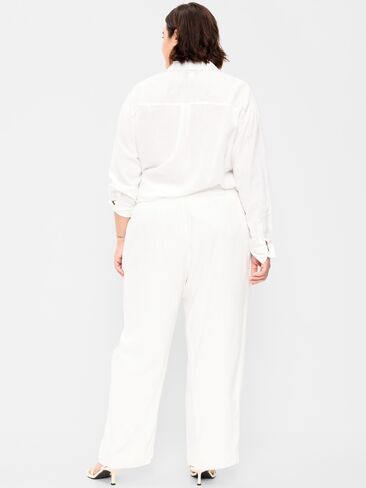 Old Navy High-Waisted Linen-Blend Straight Ankle Pants - White Lilies in Saudi Arabia