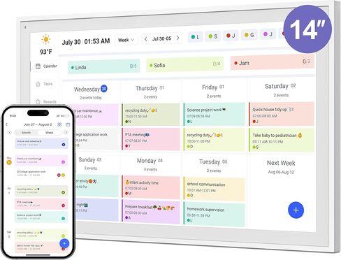 Digital Calendar, Smart WiFi Electronic Calendar&Chore Chart, IPS Touch Screen HD Display for Family Schedules, Share Moments Instantly from Anywhere (White, 16) in Saudi Arabia