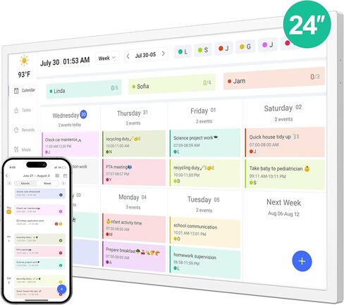 Digital Calendar, Smart WiFi Electronic Calendar&Chore Chart, IPS Touch Screen HD Display for Family Schedules, Share Moments Instantly from Anywhere (White, 16) in Saudi Arabia