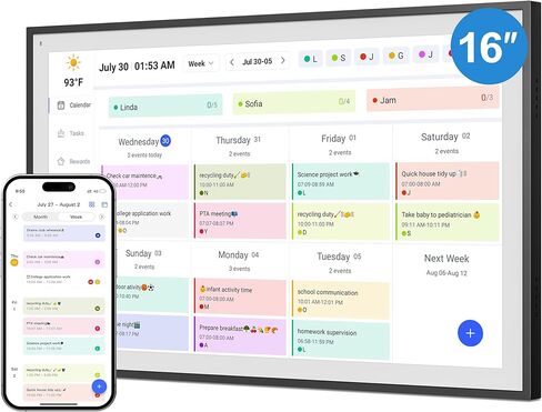 Digital Calendar, Smart WiFi Electronic Calendar&Chore Chart, IPS Touch Screen HD Display for Family Schedules, Share Moments Instantly from Anywhere (White, 16) in Saudi Arabia