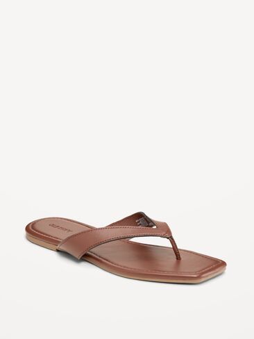 Old Navy Square-Toe Flip-Flops for Women - Chocolate in Saudi Arabia