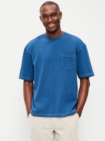 تي شيرت Old Navy بجيب ثقيل الوزن - رابسودي باللون الأزرق in Saudi Arabia