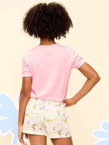 Old Navy Old Navy x Disney Winnie the Pooh Fitted Graphic Ringer T-Shirt for Girls - Pink Pirouette in Saudi Arabia