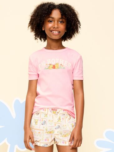 Old Navy Old Navy x Disney Winnie the Pooh Fitted Graphic Ringer T-Shirt for Girls - Pink Pirouette in Saudi Arabia