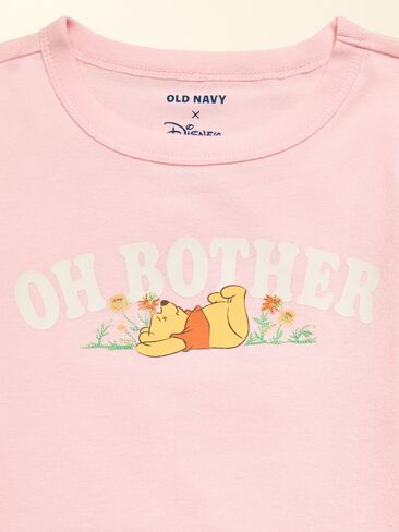 Old Navy Old Navy x Disney Winnie the Pooh Fitted Graphic Ringer T-Shirt for Girls - Pink Pirouette in Saudi Arabia