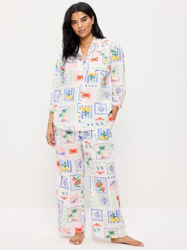 طقم بيجامة Old Navy Poplin PATCHWORK (MULTI BLUE) in Saudi Arabia