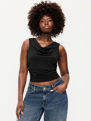Old Navy Asymmetrical Side-Cinch Tank Top - Black Jack in Saudi Arabia