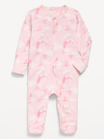 Old Navy Disney © Dumbo 2-Way-Zip قطعة واحدة للنوم واللعب للأطفال - وردي فاتح in Saudi Arabia