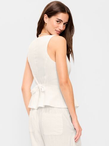 Old Navy Button-Down Linen Blend Top - Sea Salt in Saudi Arabia