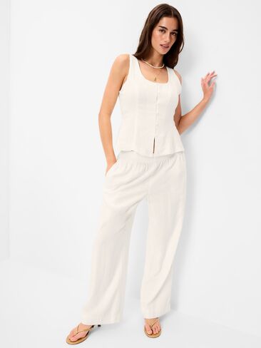 Old Navy Button-Down Linen Blend Top - Sea Salt in Saudi Arabia