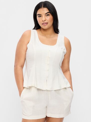Old Navy Button-Down Linen Blend Top - Sea Salt in Saudi Arabia