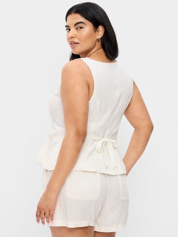 Old Navy Button-Down Linen Blend Top - Sea Salt in Saudi Arabia