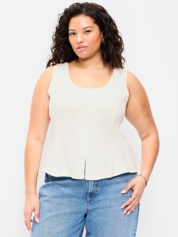 Old Navy Button-Down Linen Blend Top - Sea Salt in Saudi Arabia