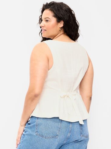 Old Navy Button-Down Linen Blend Top - Sea Salt in Saudi Arabia