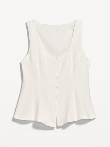 Old Navy Button-Down Linen Blend Top - Sea Salt in Saudi Arabia