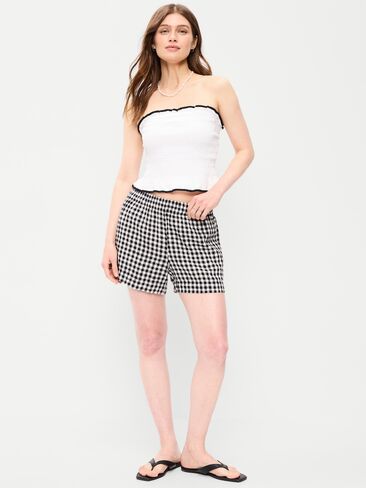 Old Navy High-Waisted Linen-Blend Shorts -- 3.5-inch inseam - Navy Blue in Kuwait