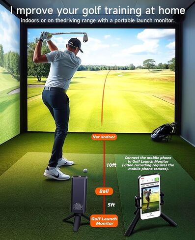 Portable Golf Launch Monitor, Simulators for Home & Training, Mobile Launch Monitor for Golf Swing Analysis, Tracker & Swing Analyzer, Indoor Outdoor Use, Up to 10 Hours Battery Life. in Saudi Arabia