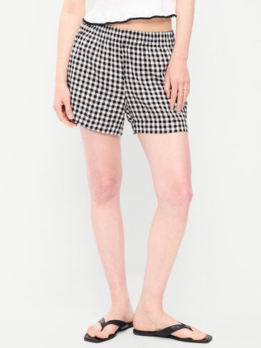 Old Navy High-Waisted Linen-Blend Shorts -- 3.5-inch inseam - Navy Blue in Kuwait