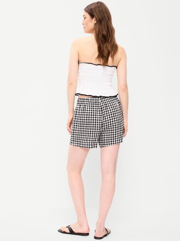 Old Navy High-Waisted Linen-Blend Shorts -- 3.5-inch inseam - Navy Blue in Kuwait